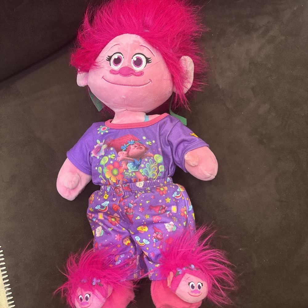 Build a Bear Dreamworks Trolls Princess Poppy 23" Pink Plush Doll with PJs BAB